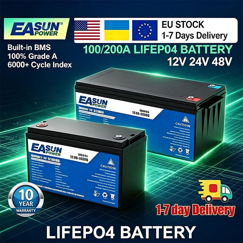 Grid Tie Inverter Limiter 2000W - EASUN POWER LiFePO4 Batterij 100Ah 200Ah