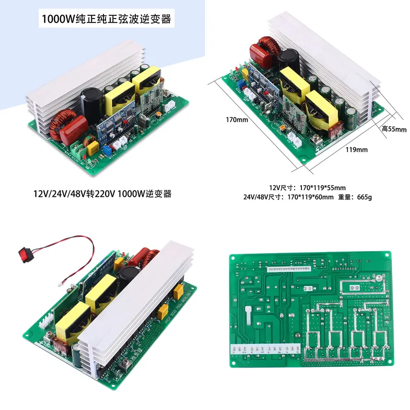Pure Sine Wave Inverter Board 24V 48V - DC 12V 24V 48V naar AC