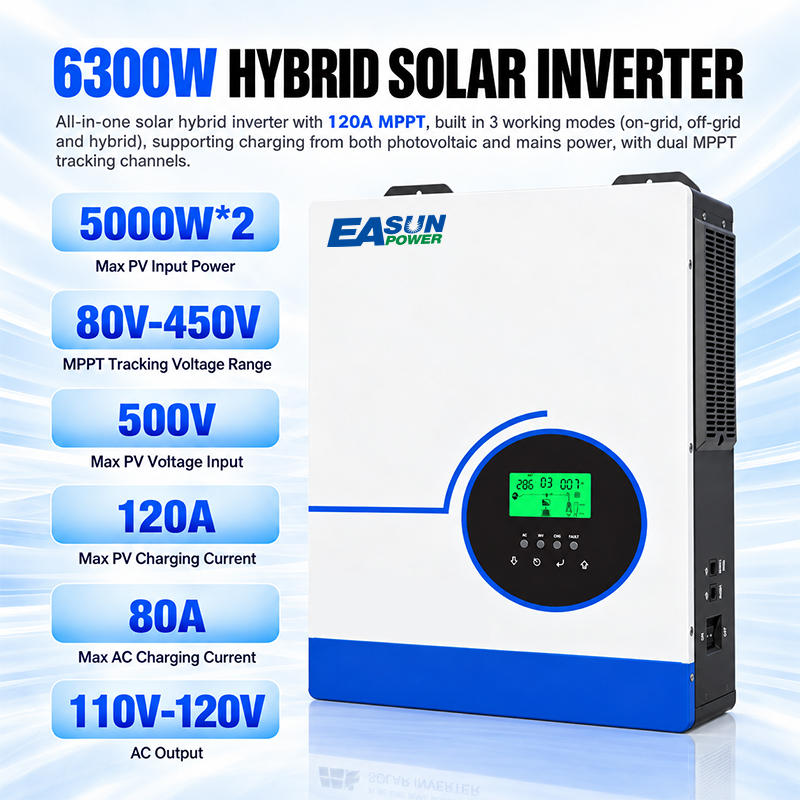 EASUN POWER 6300W hybride zonn - Grid Tie Inverter Limiter 2000W recensie en prijs